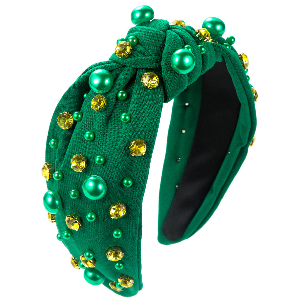(Pre Order)Stylish Mardi Gras Pearl Rhinestone Headband