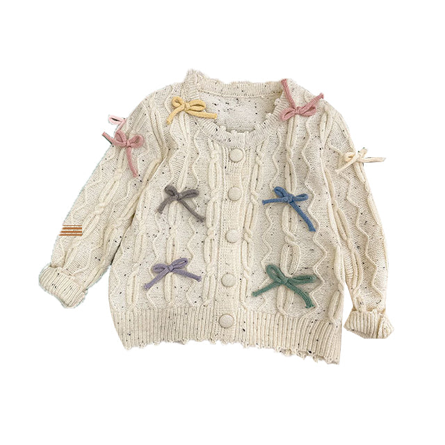 (Pre Order)Girls Bow Sweater Cardigan