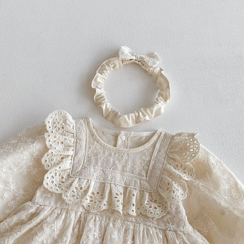 (In Production)Girls Fall Lace Ruffle Romper