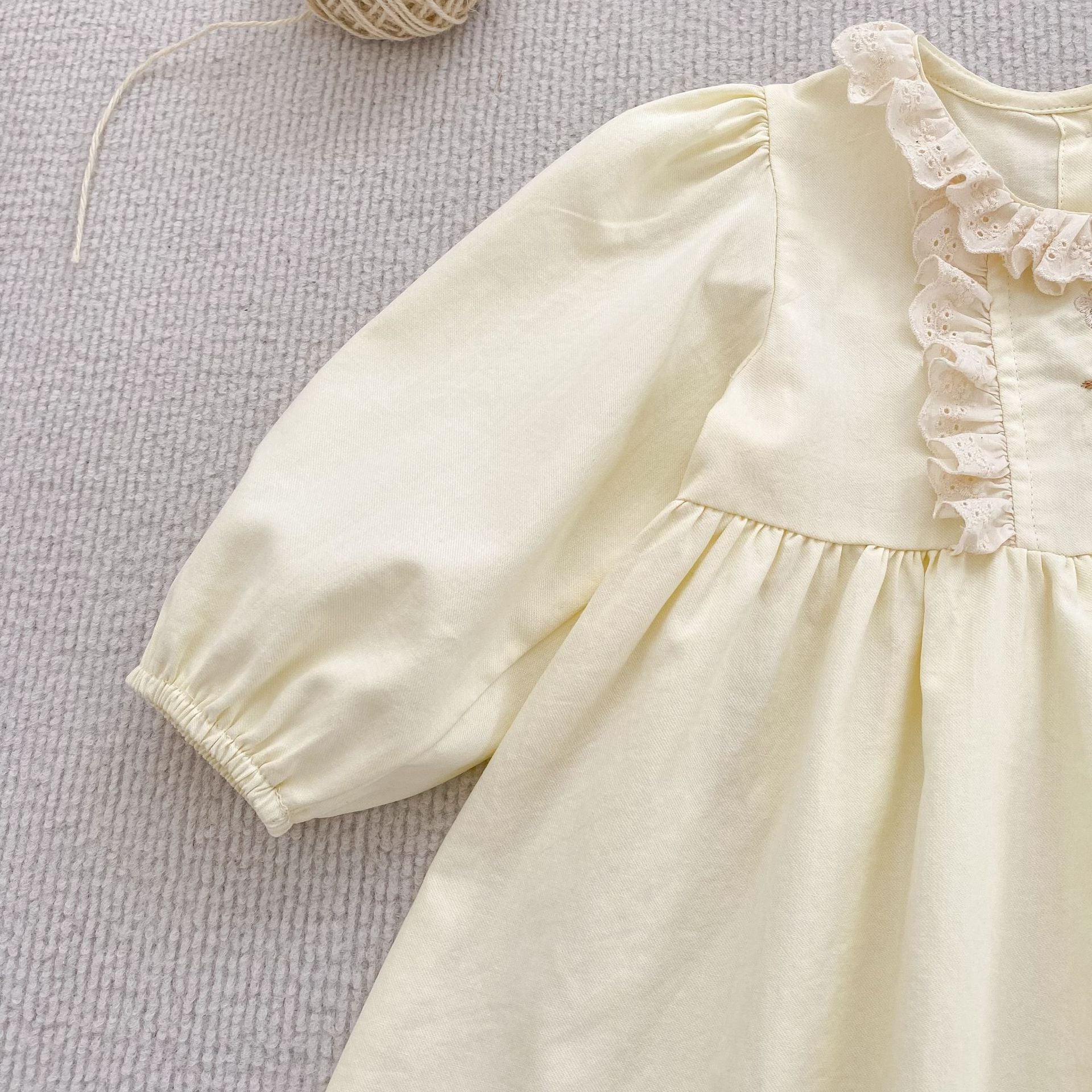 (Pre Order 2 Weeks)Sisters Fall Embroidery Lace Ruffle Dress&Romper