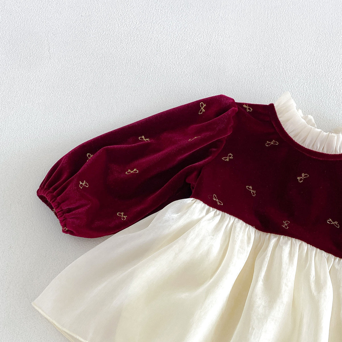 (Pre Order 2 Weeks)Toddler Girls Fall Bow Red Velvet Tulle Romper