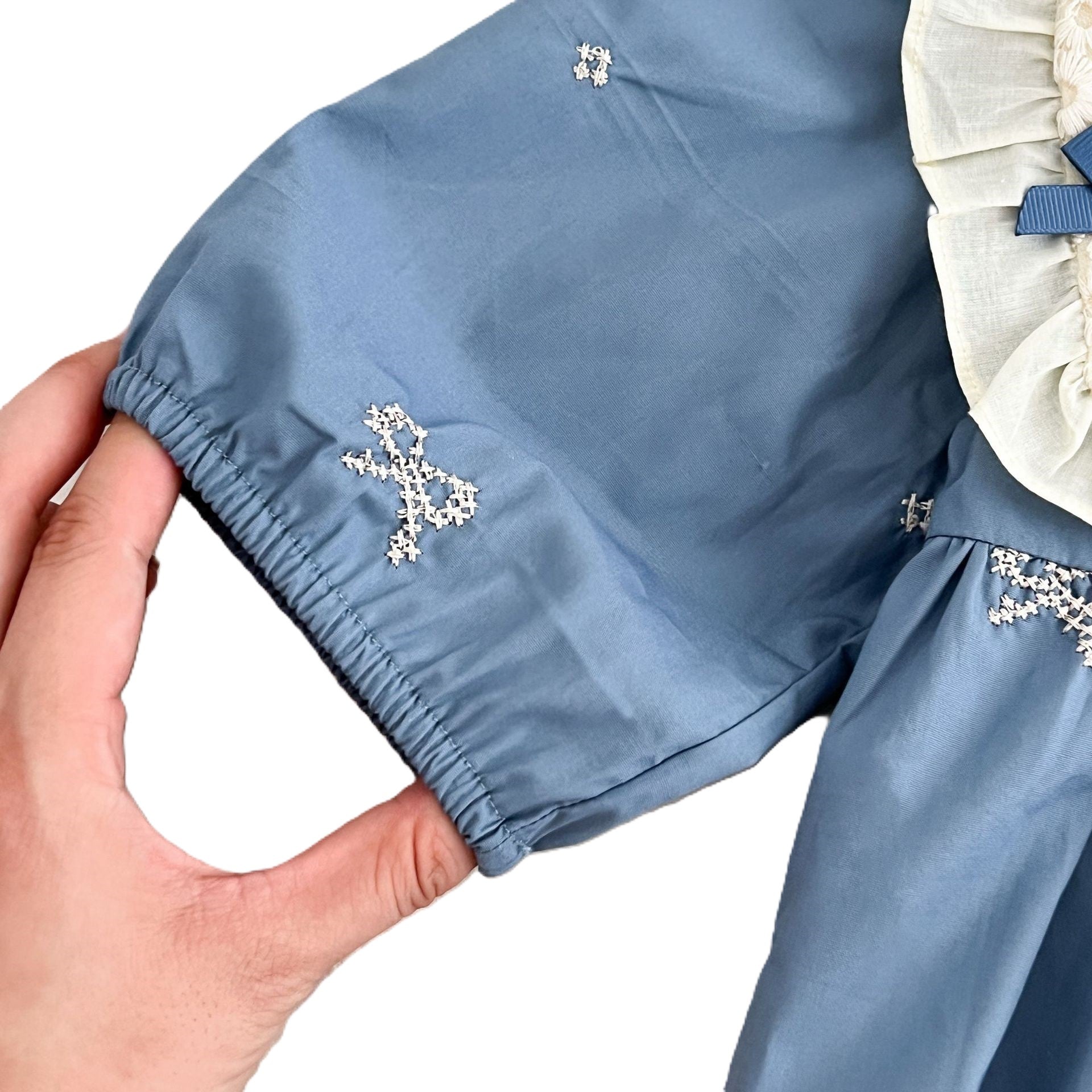 (In Production)Sisters Spring&Summer Bow Embroidery Doll Collar Dress&Romper