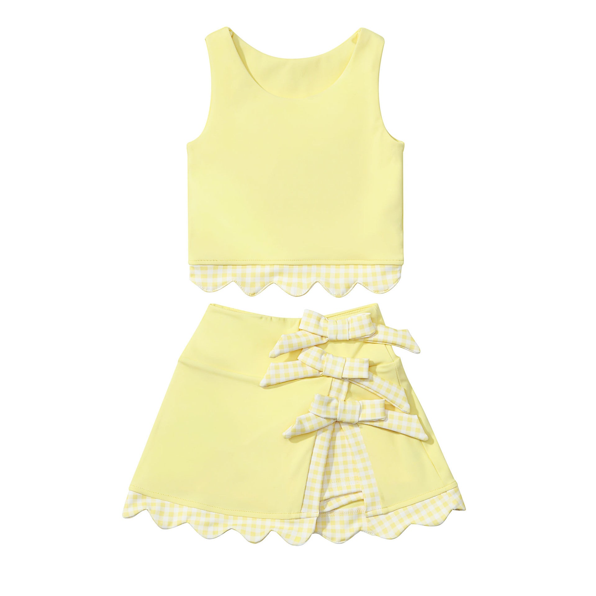 (In Production)Girls Spring&Summer Yoga Scallop Skort Set