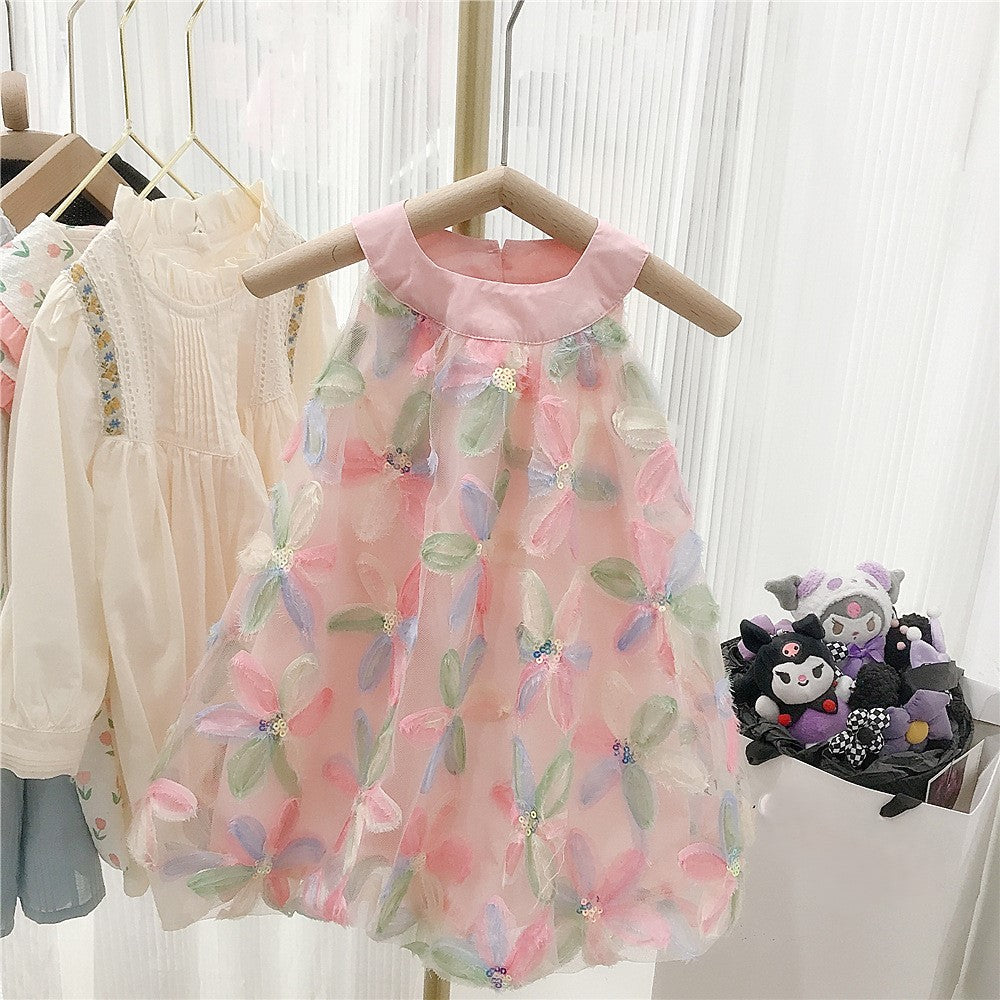 (In Production)Girls Spring&Summer Floral Gauzy Dress