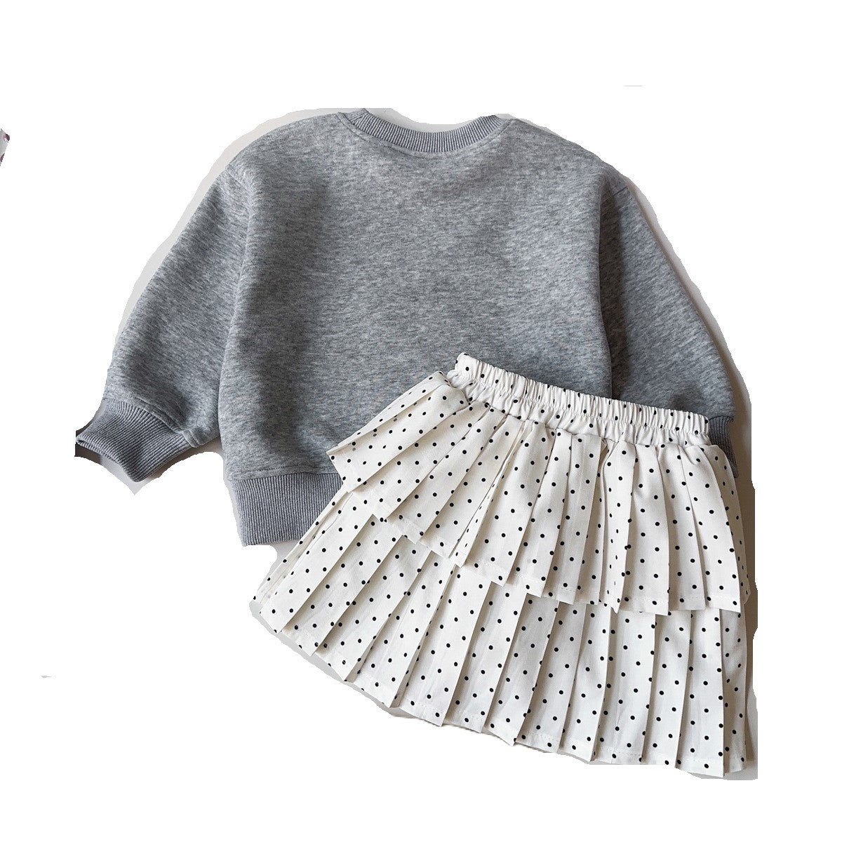 (In Production)Girls Fall&Winter Bow Applique Sweatshirt Set