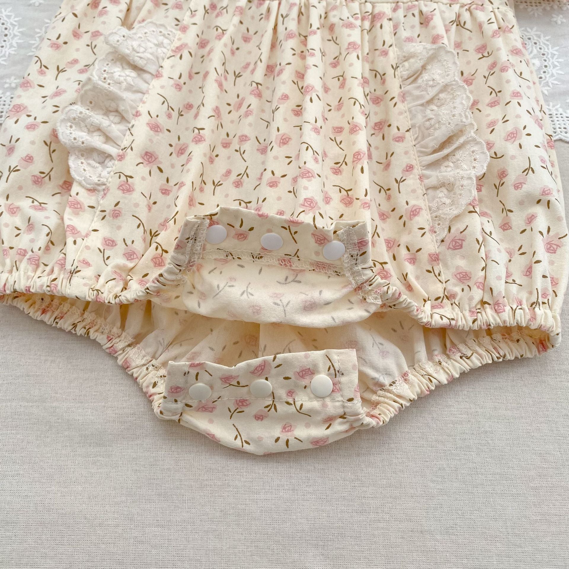 (Pre Order 2 Weeks)Sisters Floral Embroidery Lace Ruffled Dress&Romper