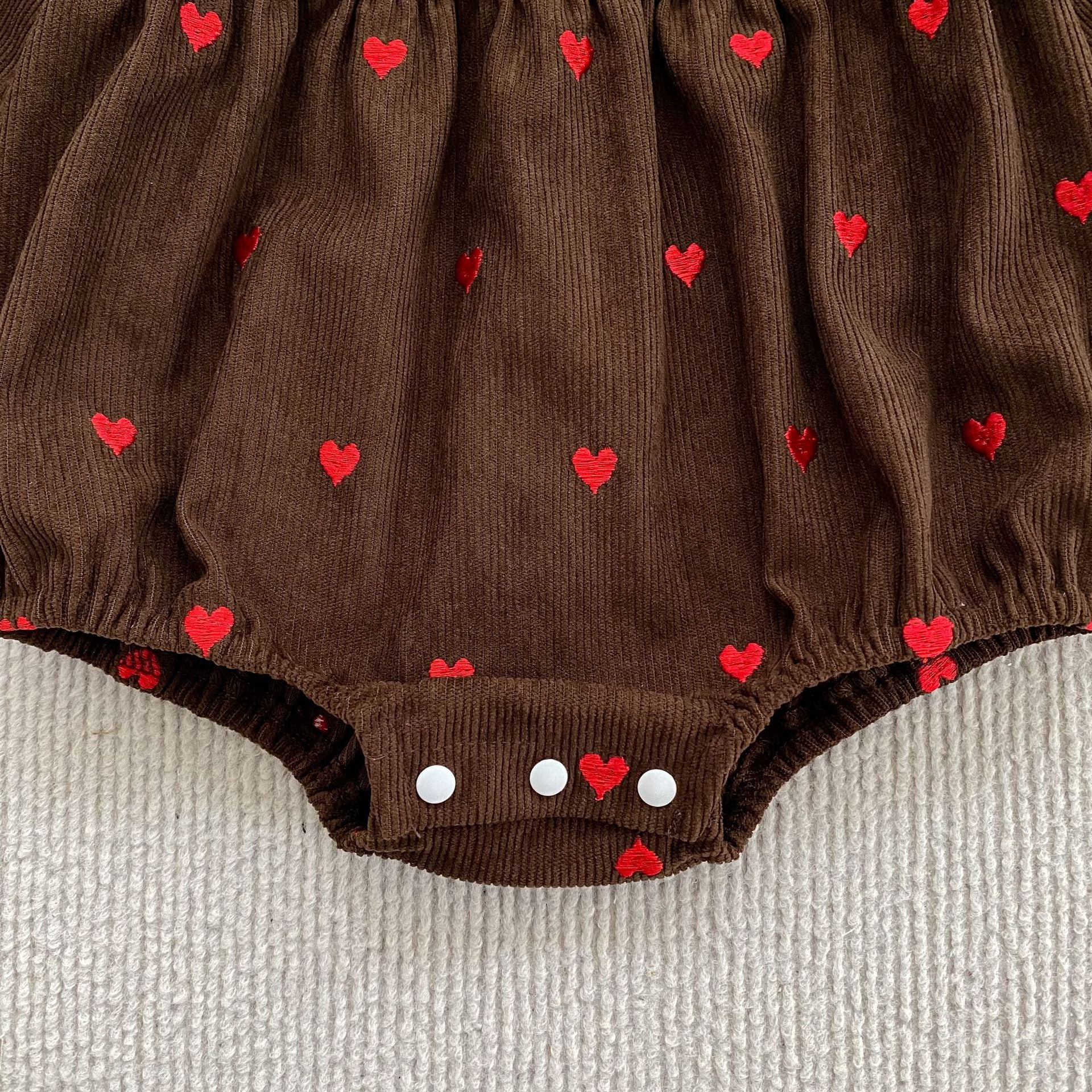 (Pre Order 2 Weeks)Sisters Fall Heart Embroidery Corduroy Dress&Romper