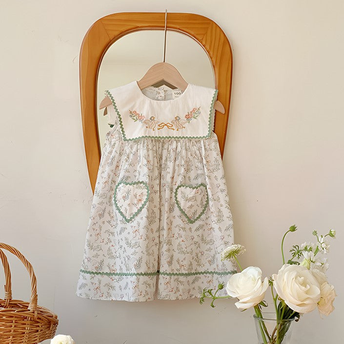 (In Production)Girls Spring&Summer Goose Embroidery Dress