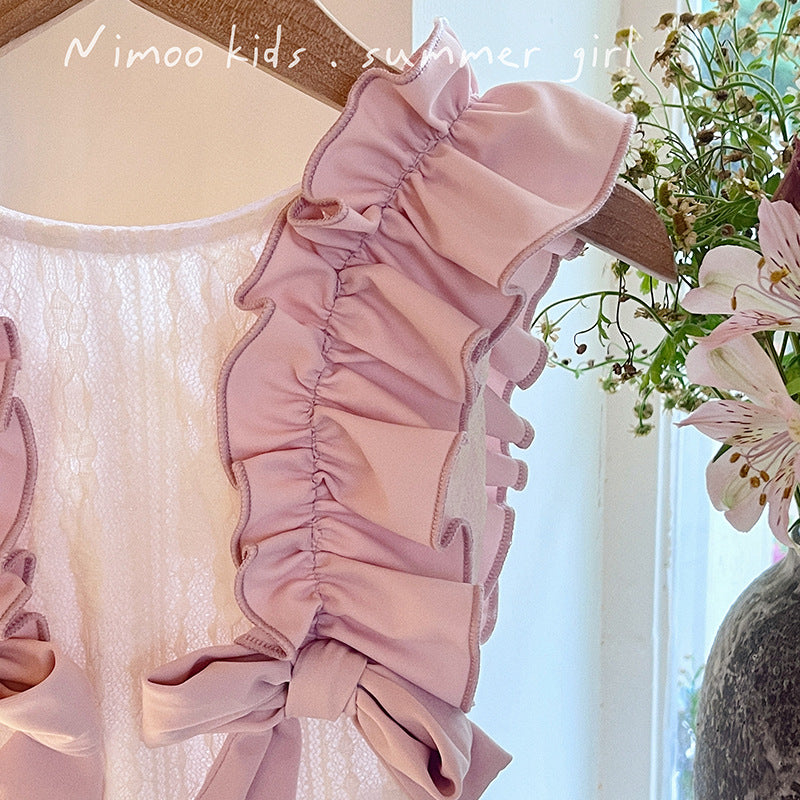 (In Production)Girls Summer Ruffle Bow Swimwear