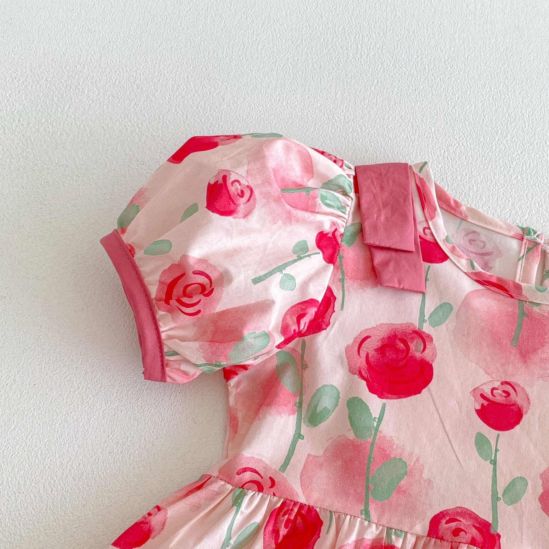(Pre Order 2 Weeks)Girls Fall Floral Print Puff Sleeves Dress
