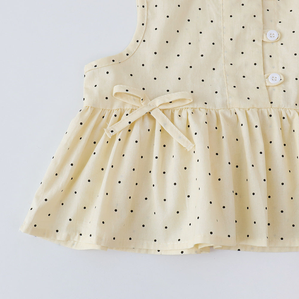 (In Production)Girls Spring and Summer Polka Dot Outfit Set