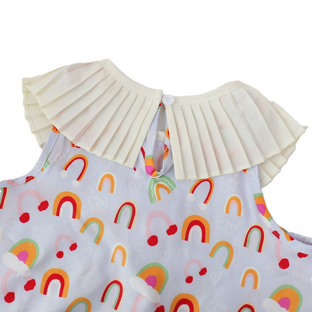 (In Production)Girls Spring and Summer Rainbow Print Dress