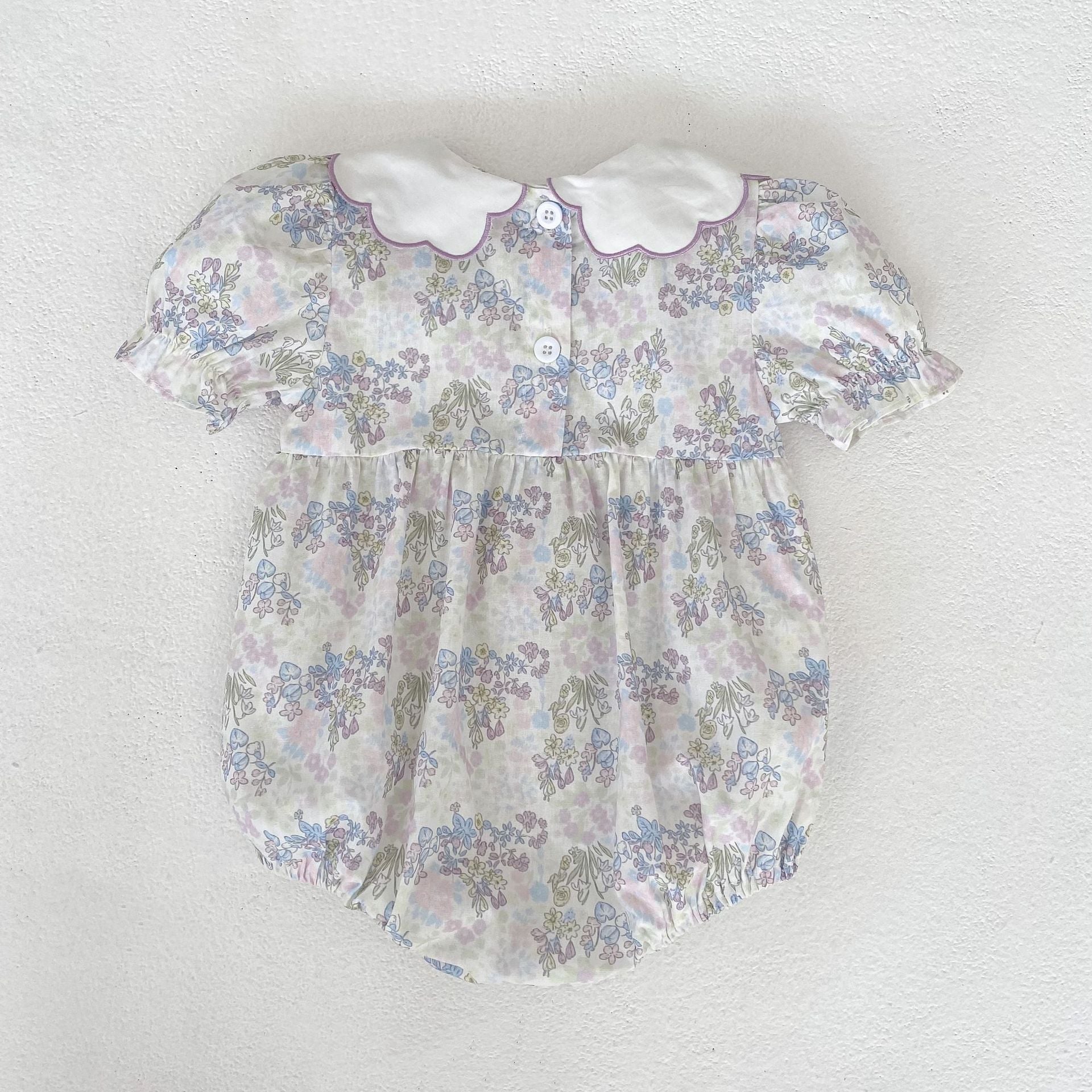(Pre Order 2 Weeks)Sisters Lavender Embroidery Scallop Collar Dress&Romper