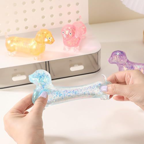 (Pre Order)Squishy Squeeze Glitter Dachshund Toy