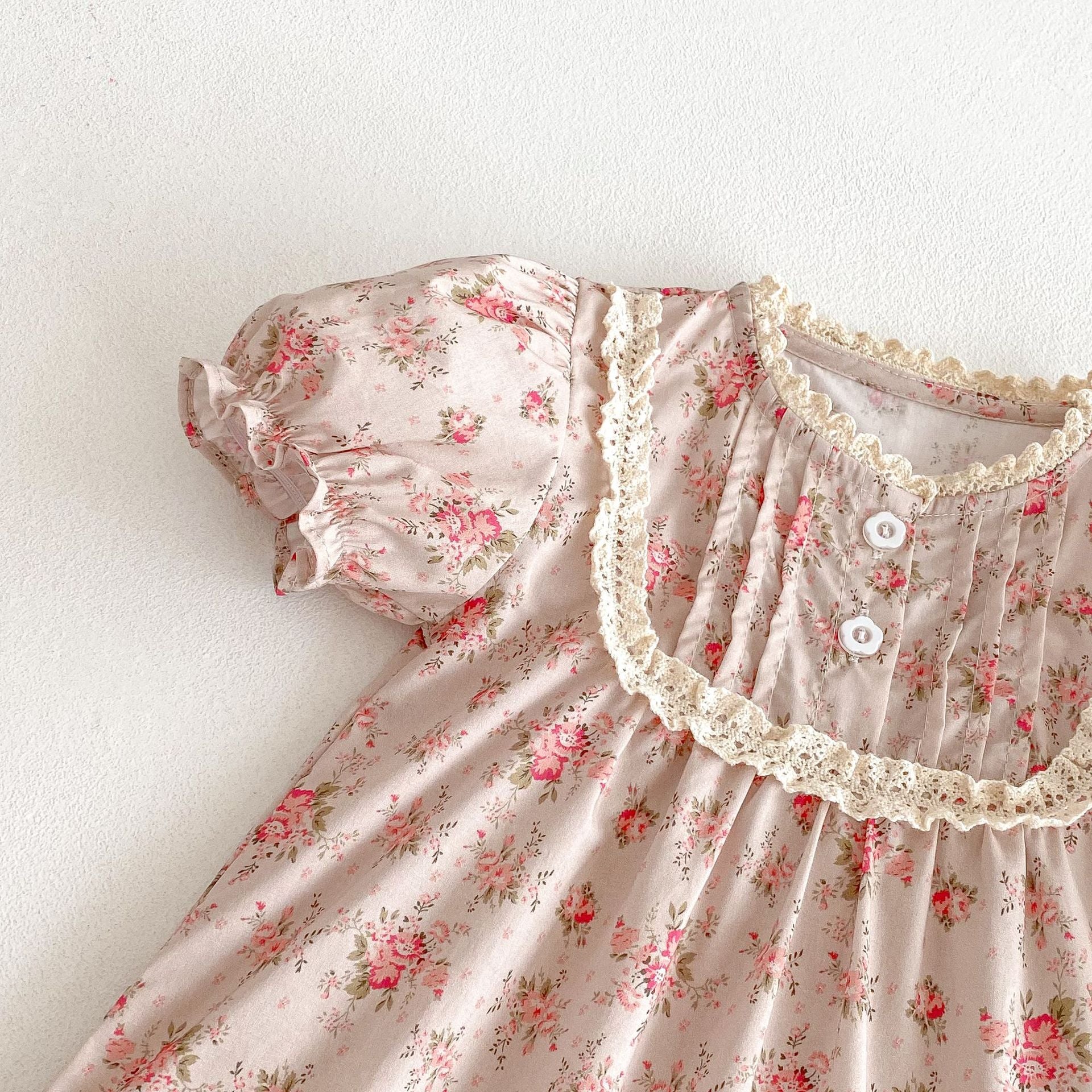 (Pre Order 2 Weeks)Girls Fall Floral Print Lace Dress