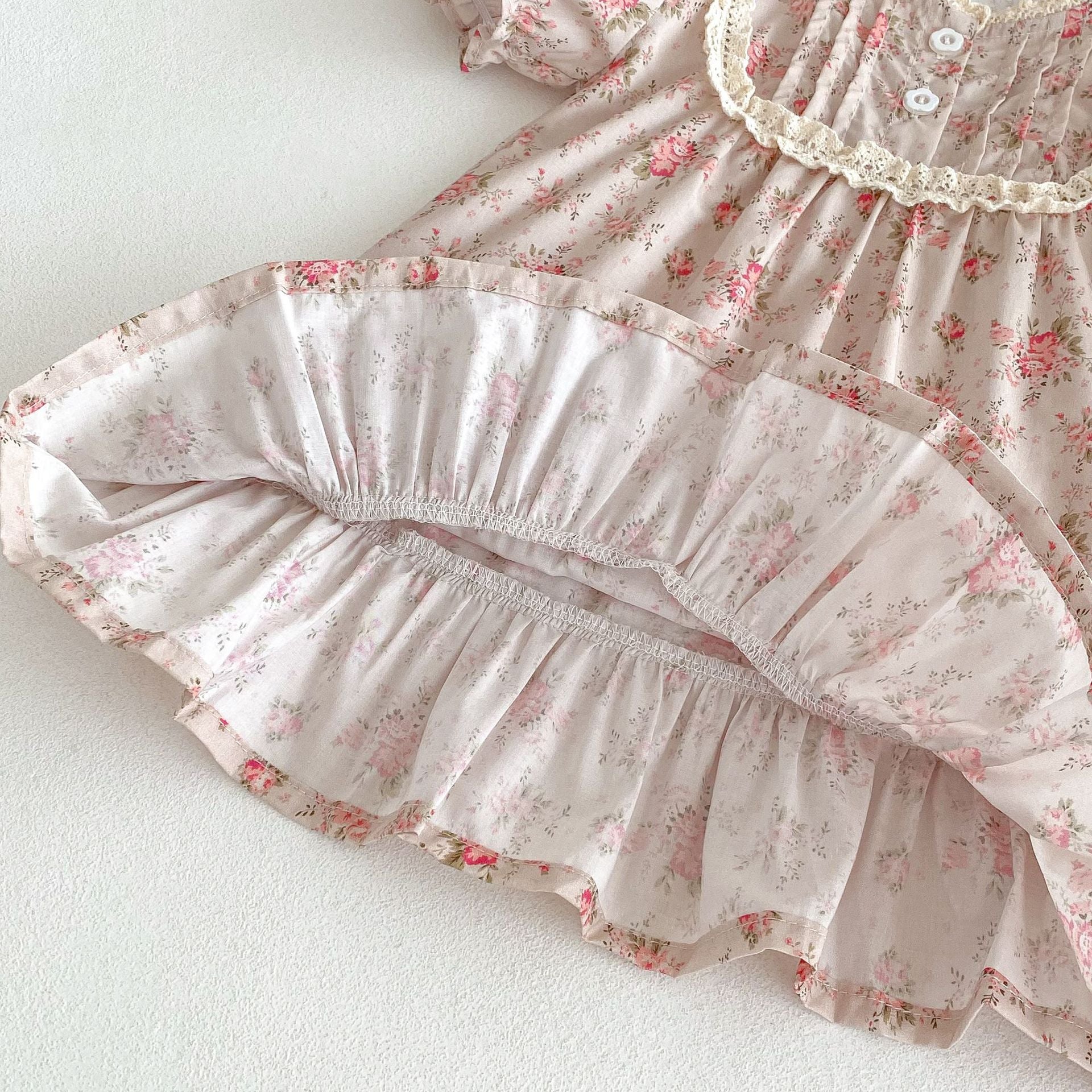 (Pre Order 2 Weeks)Girls Fall Floral Print Lace Dress