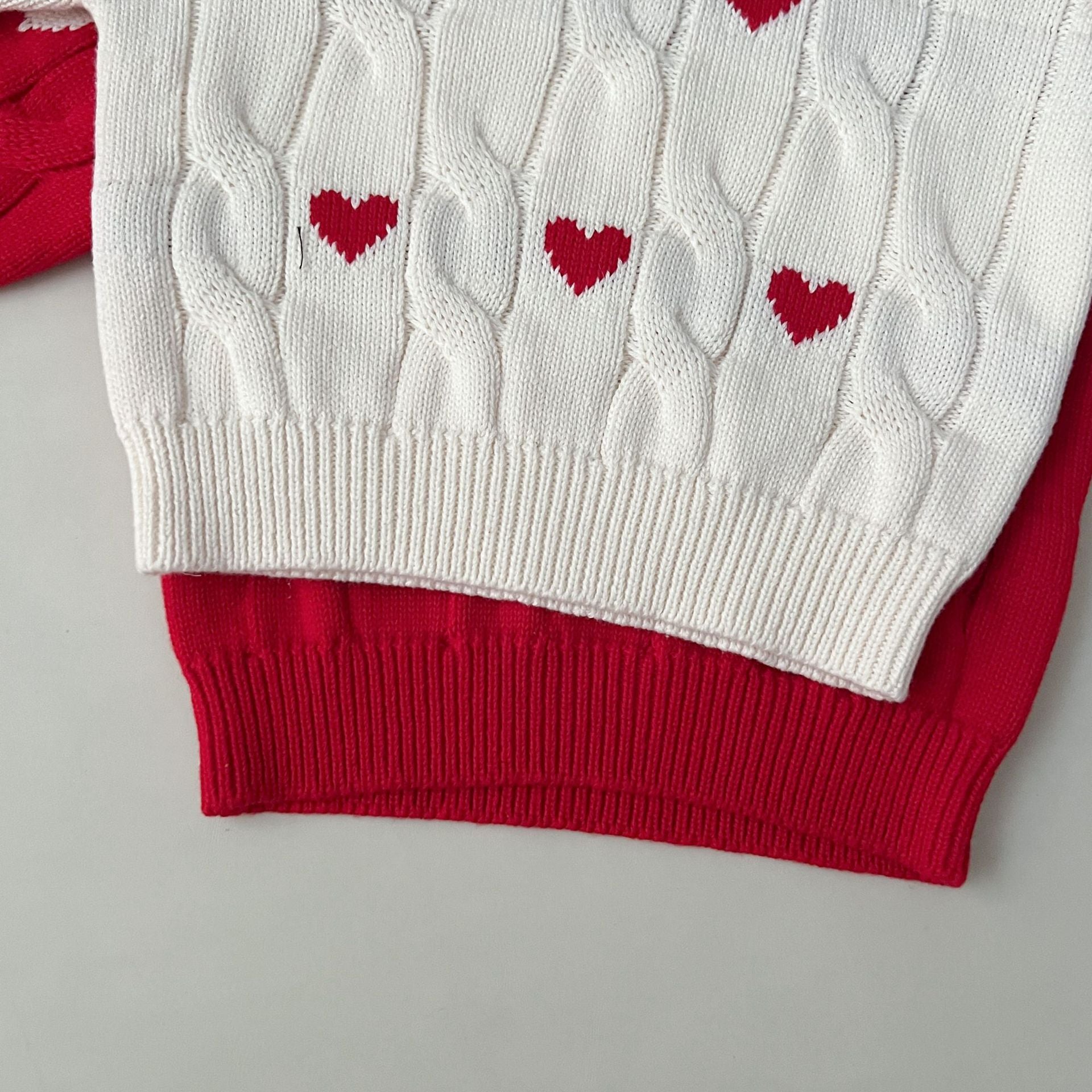 (Pre Order)Girls Valentine's Day Love Jacquard Twist Sweater