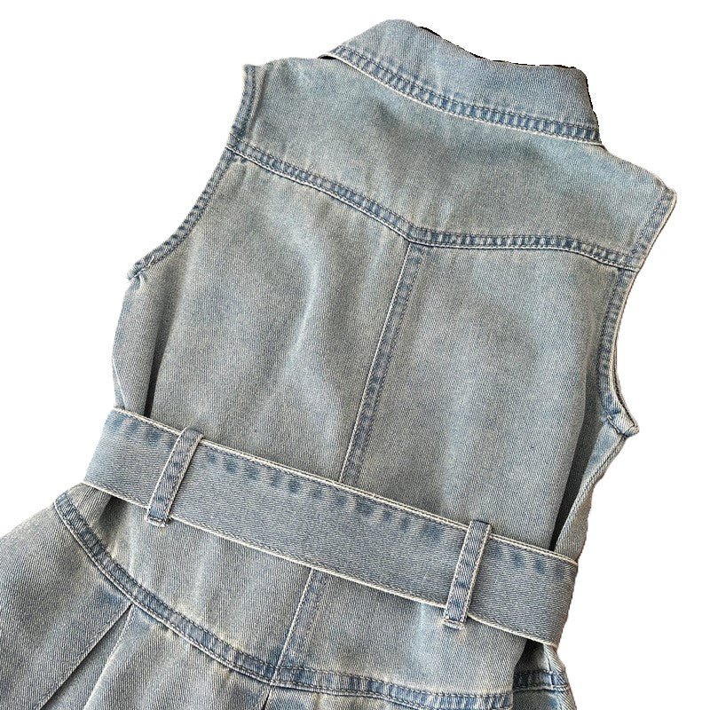 (In Production)Girls Summer Denim Sleeveless Dress