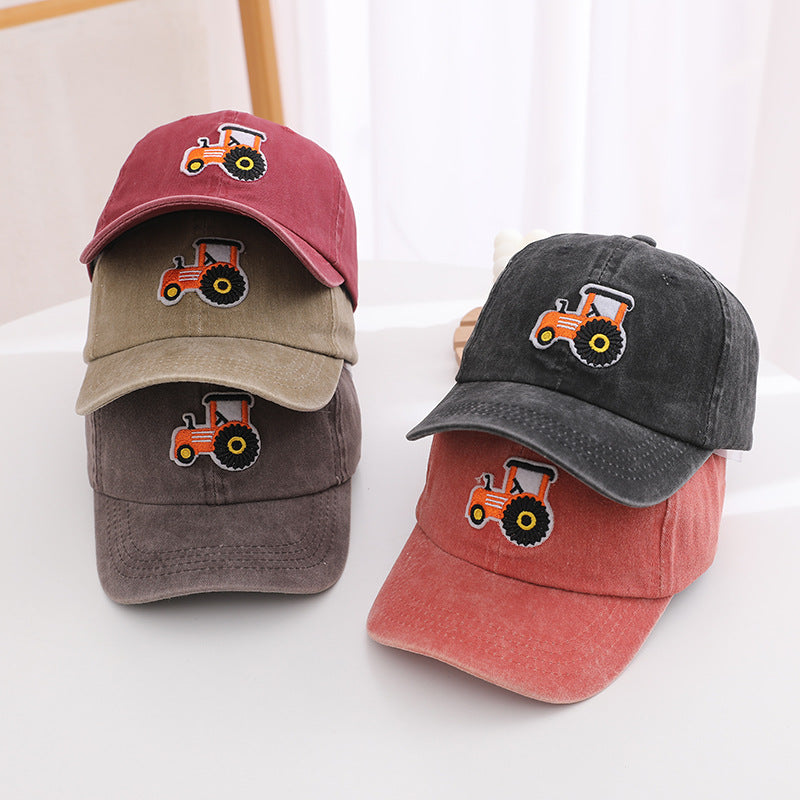 (Pre Order)Boys Spring&Summer Bulldozer Embroidery Baseball Cap