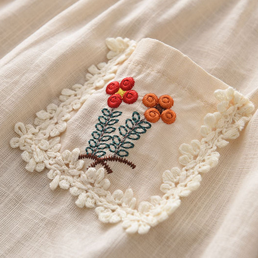 (In Production)Girls Spring and Summer Floral Embroidery Dress