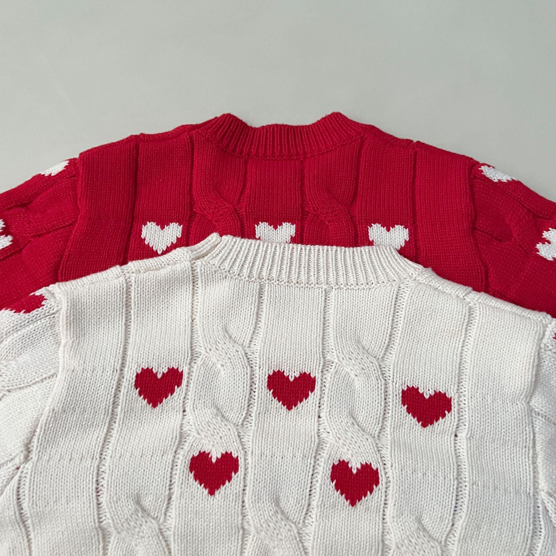 (Pre Order)Girls Valentine's Day Love Jacquard Twist Sweater