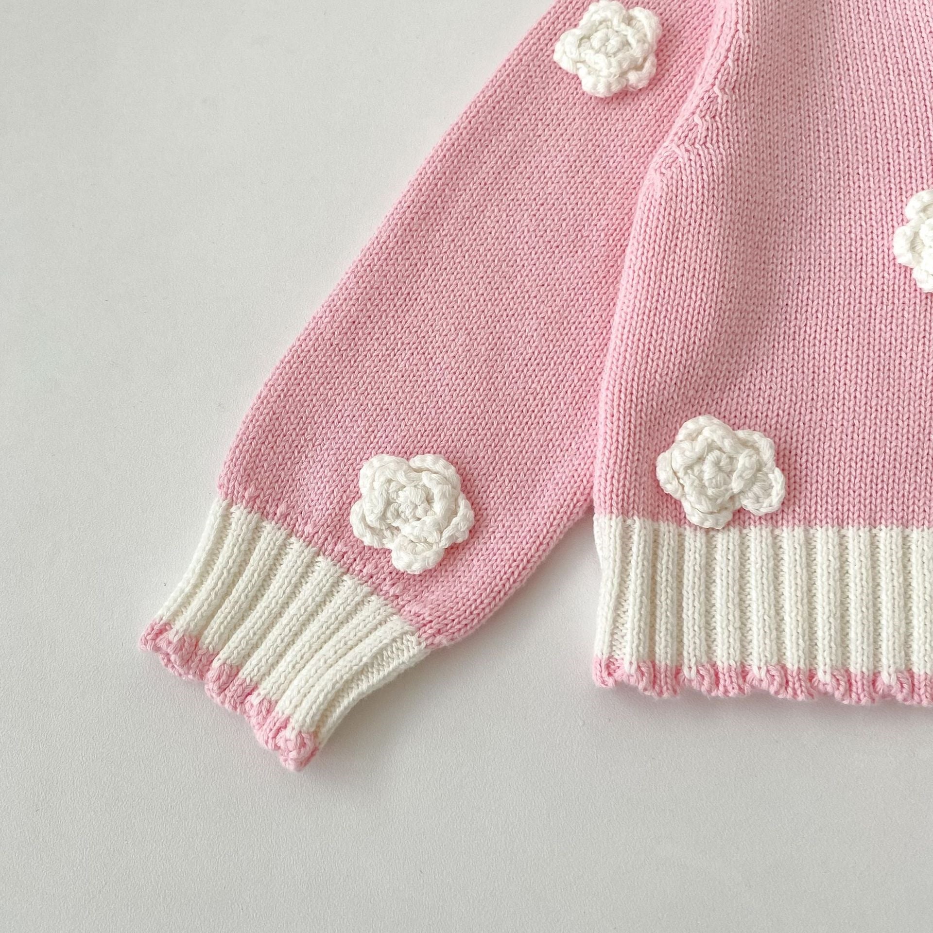 (Pre Order 2 Weeks)Toddler Girls Floral Pink Knitted Cardigan
