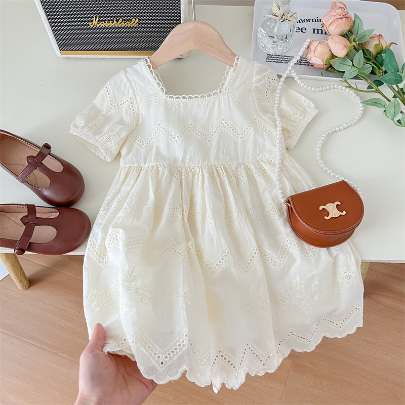 (In Production)Girls Spring&Summer Lace Scallop Dress