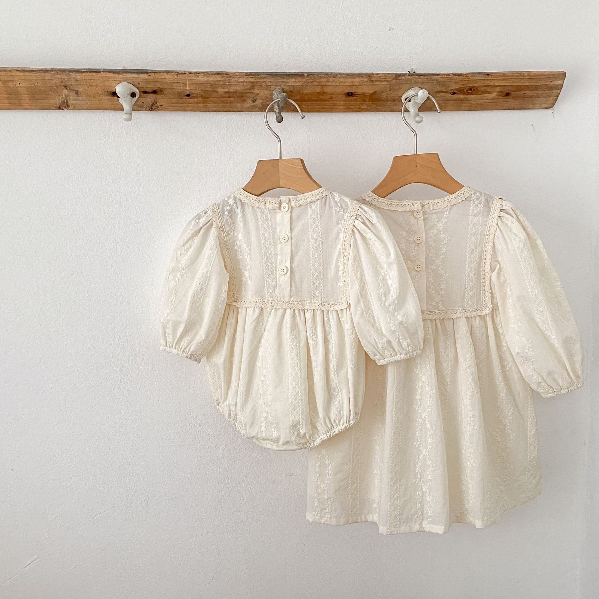 (Pre Order 2 Weeks)Sisters Fall Embroidery Bow Dress&Romper