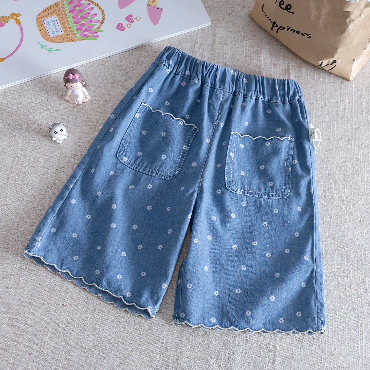 (In Production)Girls Spring&Summer Floral Print Denim Set