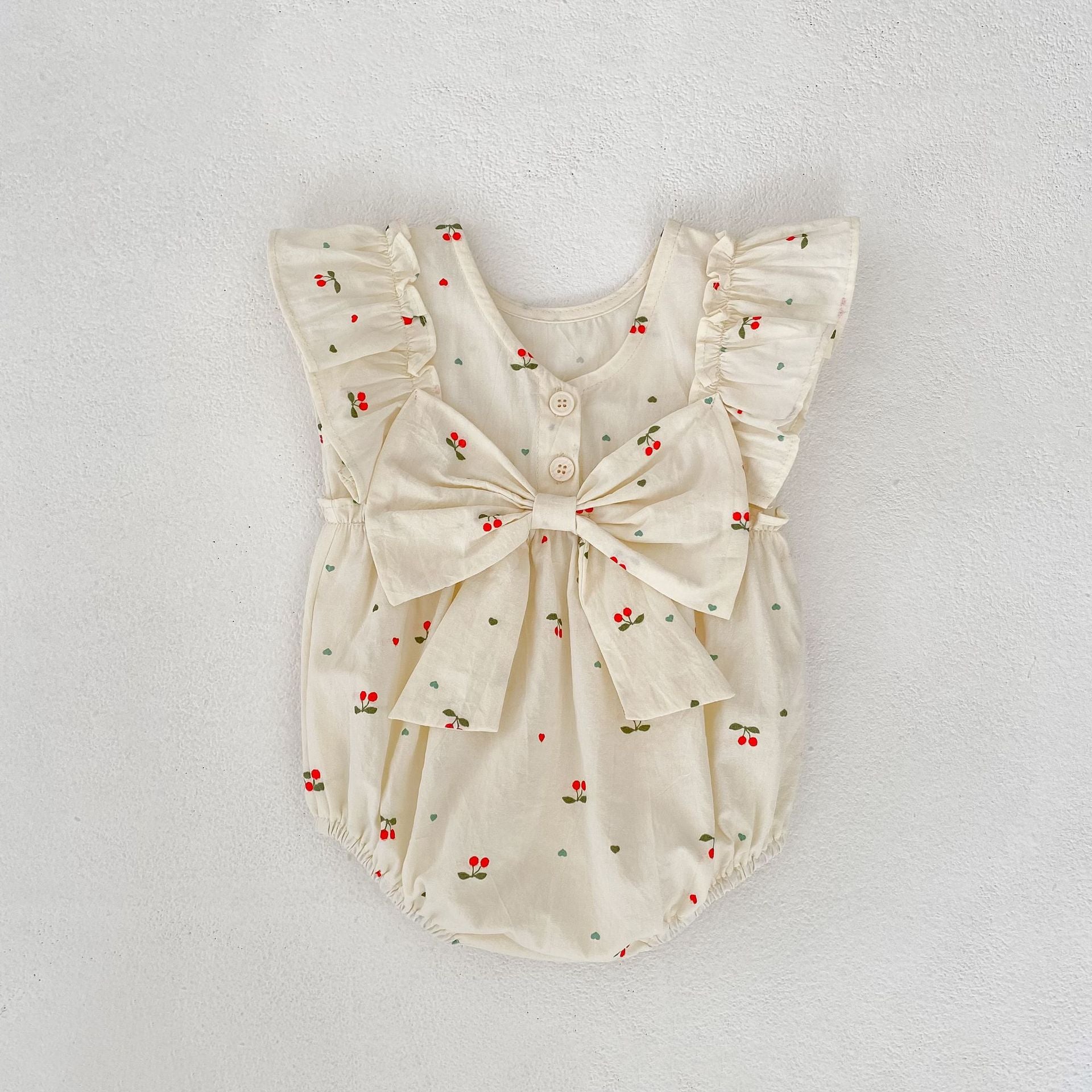 (In Production)Sisters Spring&Summer Cherry Print Dress,Romper