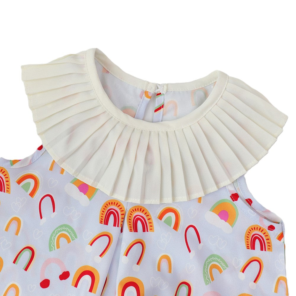 (In Production)Girls Spring and Summer Rainbow Print Dress