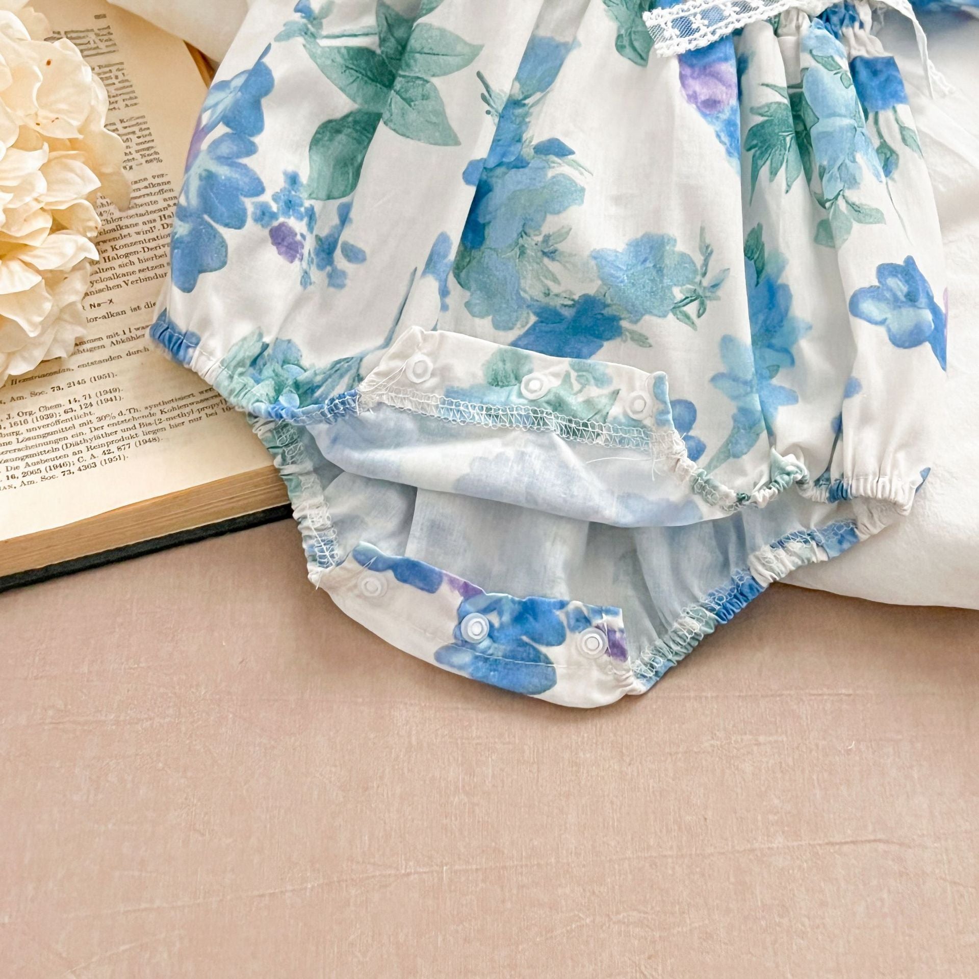 (In Production)Sisters Spring&Summer Floral Print Smocked Dress,Romper