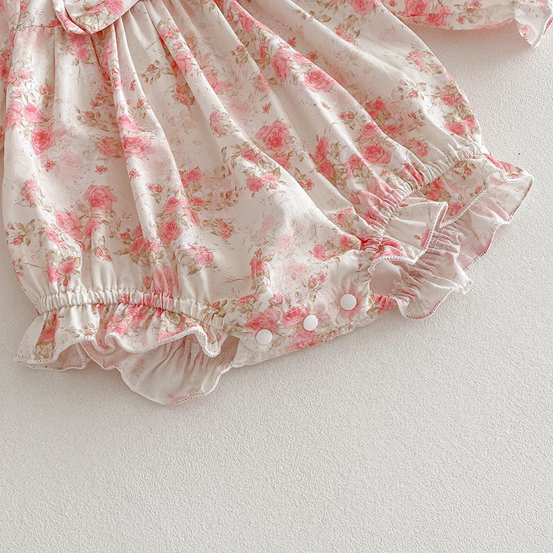 (Pre Order 2 Weeks)Sisters Fall Floral Print Bow Dress&Romper