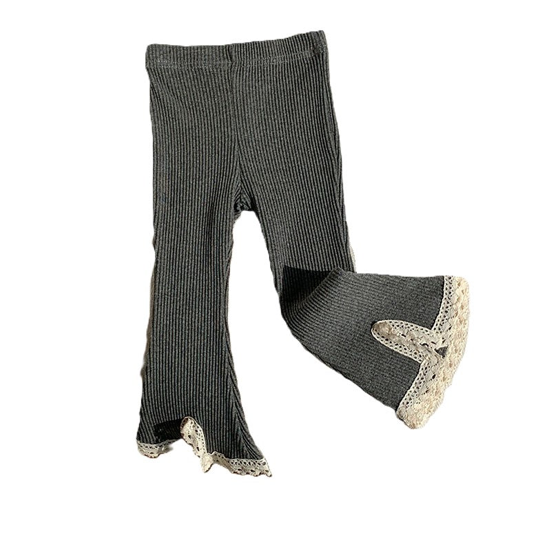 (In Production)Girls Fall&Winter Knitted Lace Flared Trousers