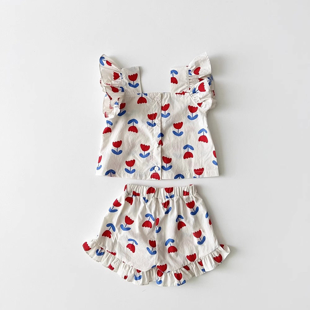 (Pre Order)Toddler Girls Patriotic Print Bloomer Set
