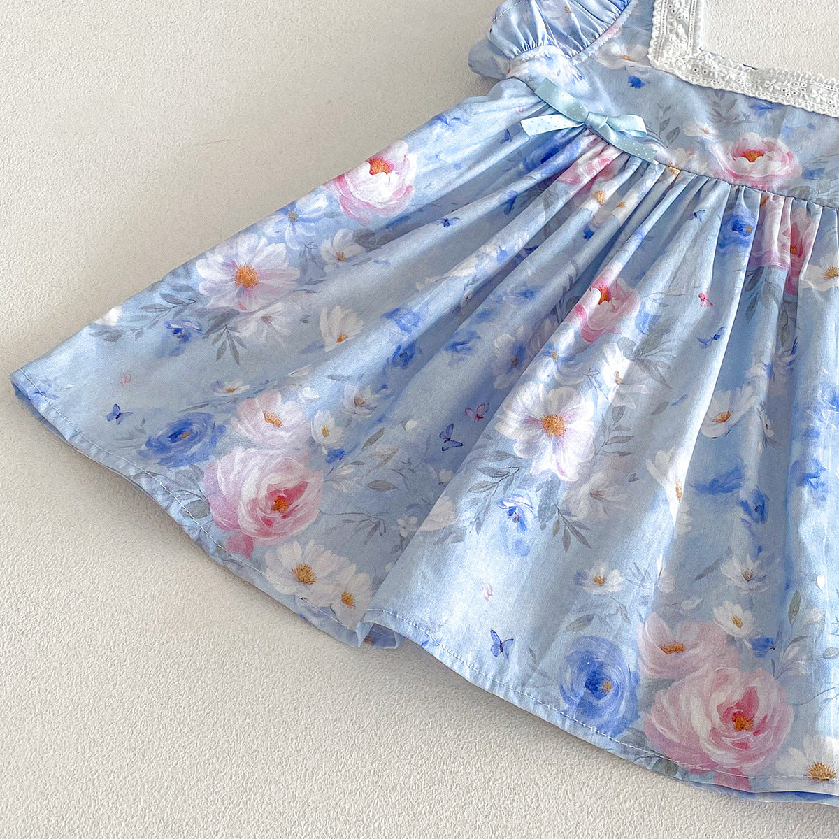 (In Production)Sisters Spring&Summer Floral Print Lace Ruffle Dress,Romper