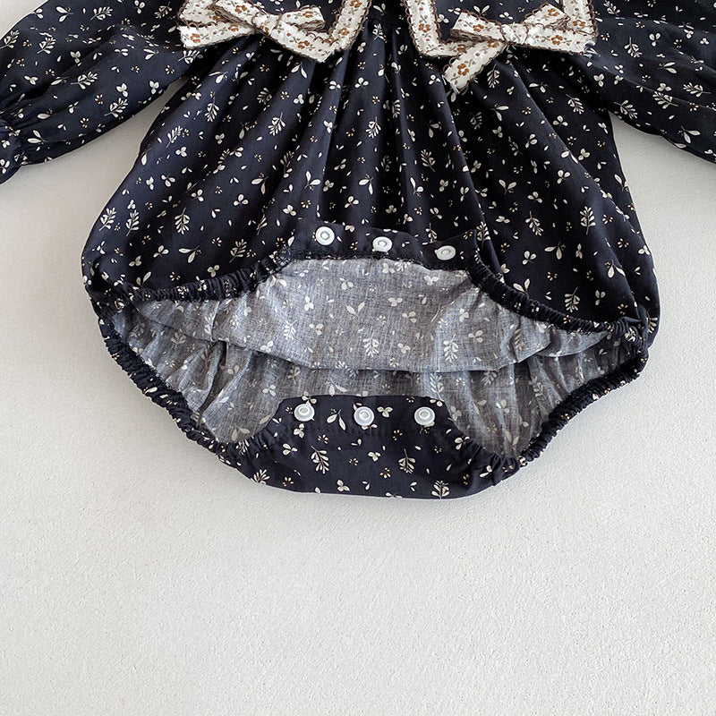 (In Production)Sisters Fall&Winter Floral Print Dress,Romper