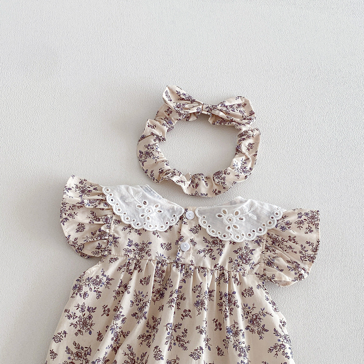 (Pre Order 2 Weeks)Sisters Fall Floral Print Bow Dress&Romper