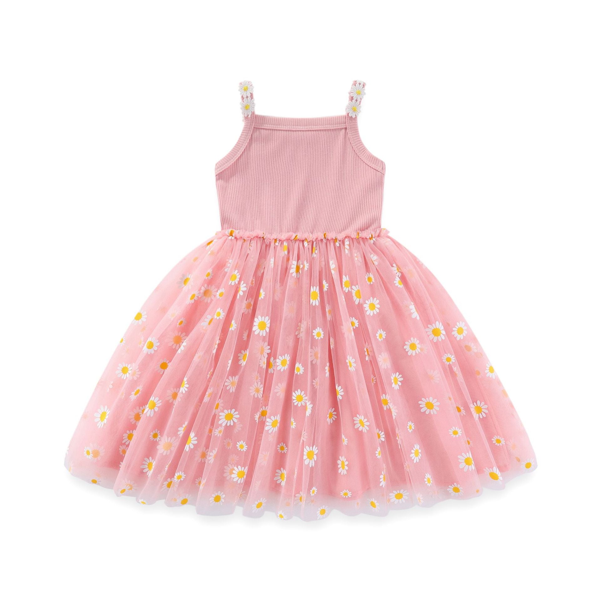 (In Production)Girls Spring&Summer Daisy Embroidery Tulle Dress