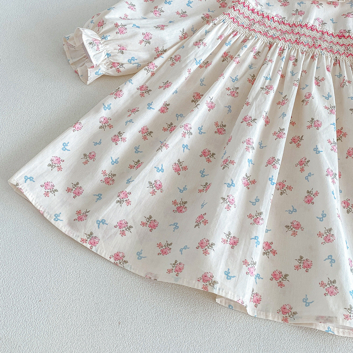 (Pre Order 2 Weeks)Sisters Fall Floral Print Smocked Dress&Romper