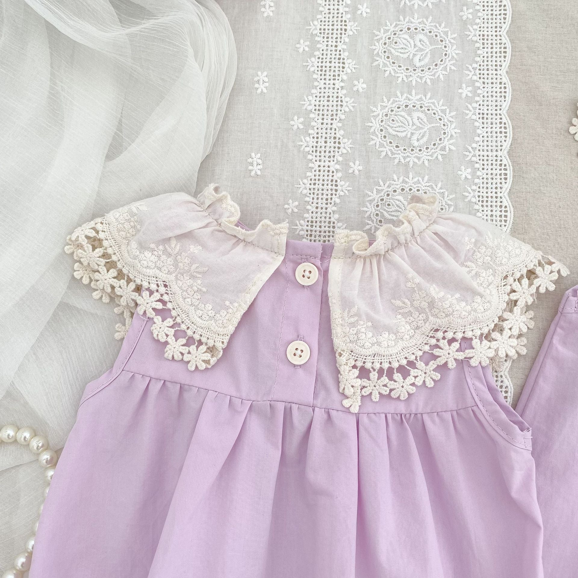 (In Production)Sisters Spring&Summer Lavender Bow Ruffle Dress,Romper
