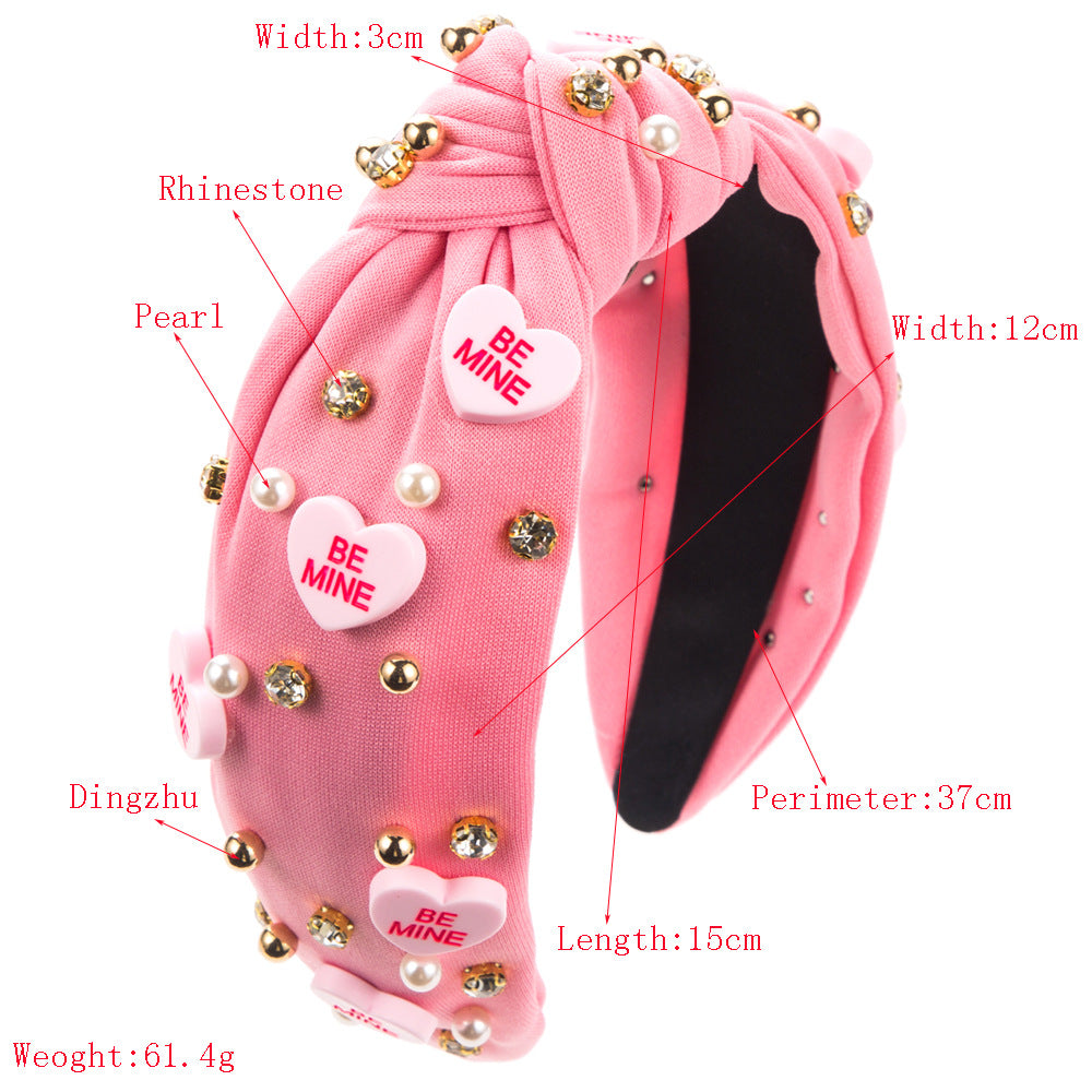 (Pre Order)Valentine's Day Pearl Rhinestone Headband