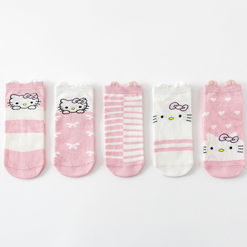 (Pre Order)Adults 5 Pairs Of Cute Cartoon Print Socks