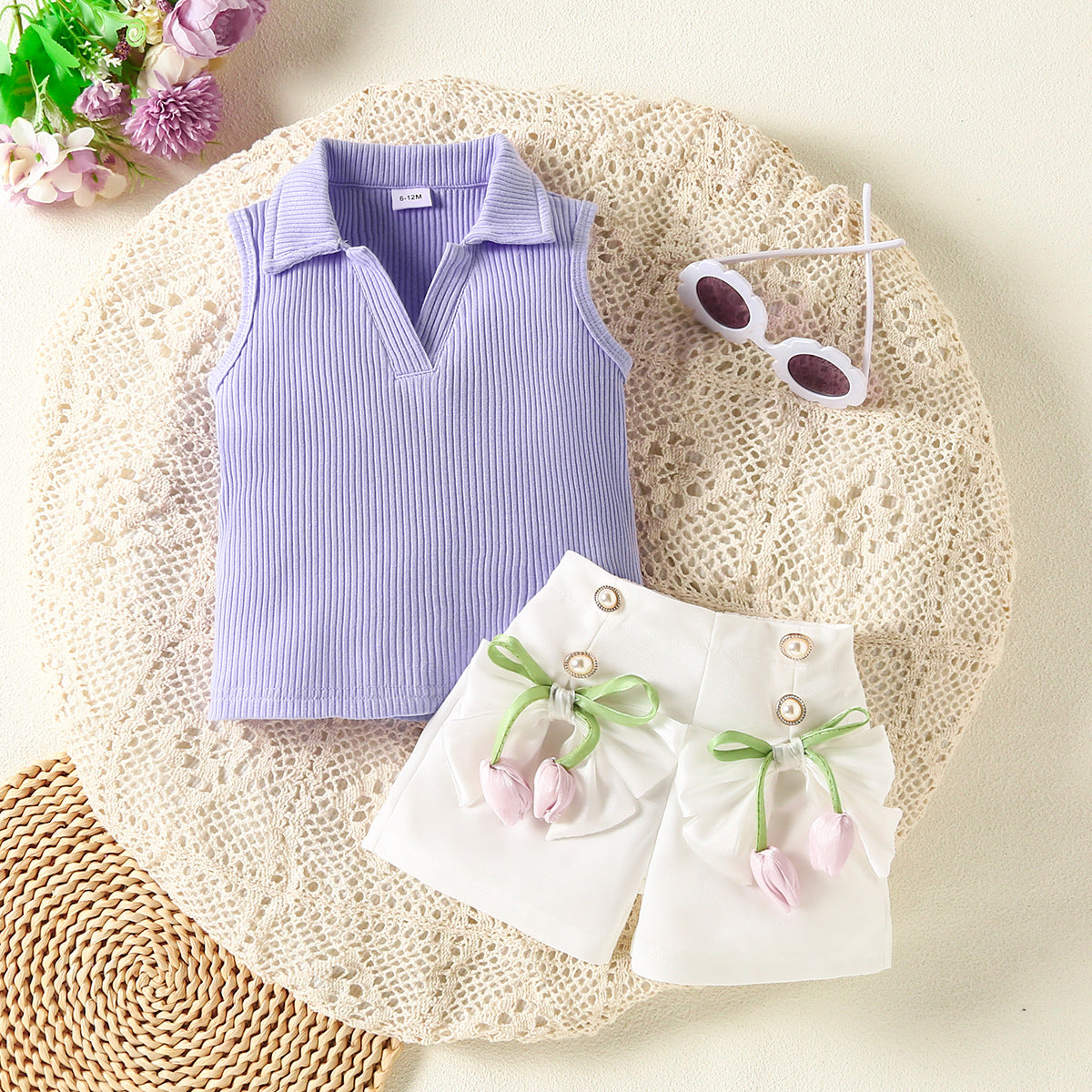(In Production)Toddler Girls Spring&Summer Tulip Bloomer Set