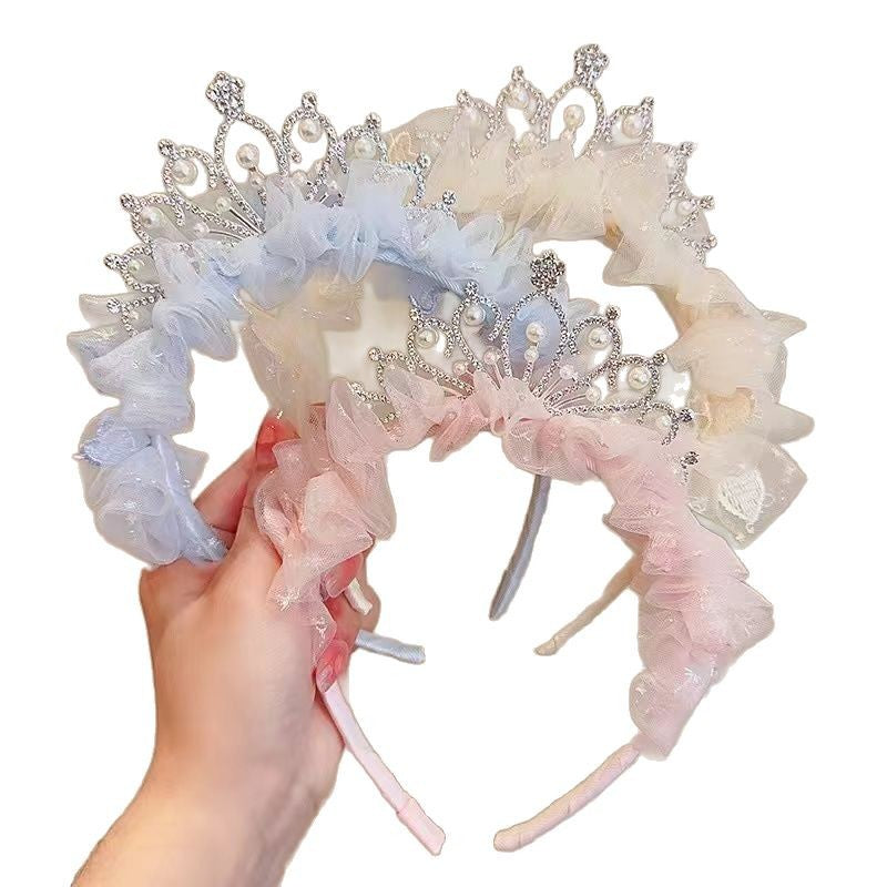 (Pre Order)Girls Princess Pearl Crown Headband