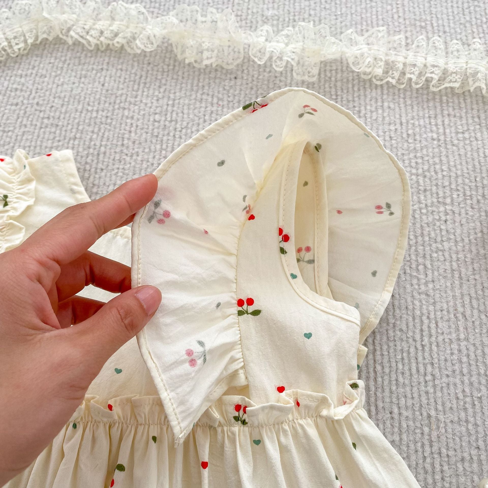 (In Production)Sisters Spring&Summer Cherry Print Dress,Romper