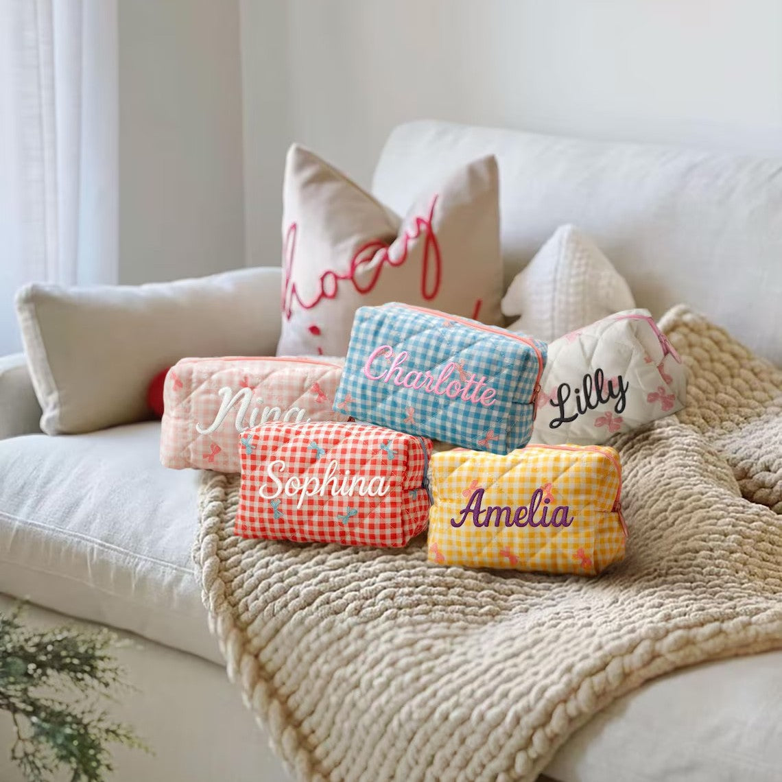 (Pre Order)Personalized Makeup Bag Name Embroidery - Customizable Bag