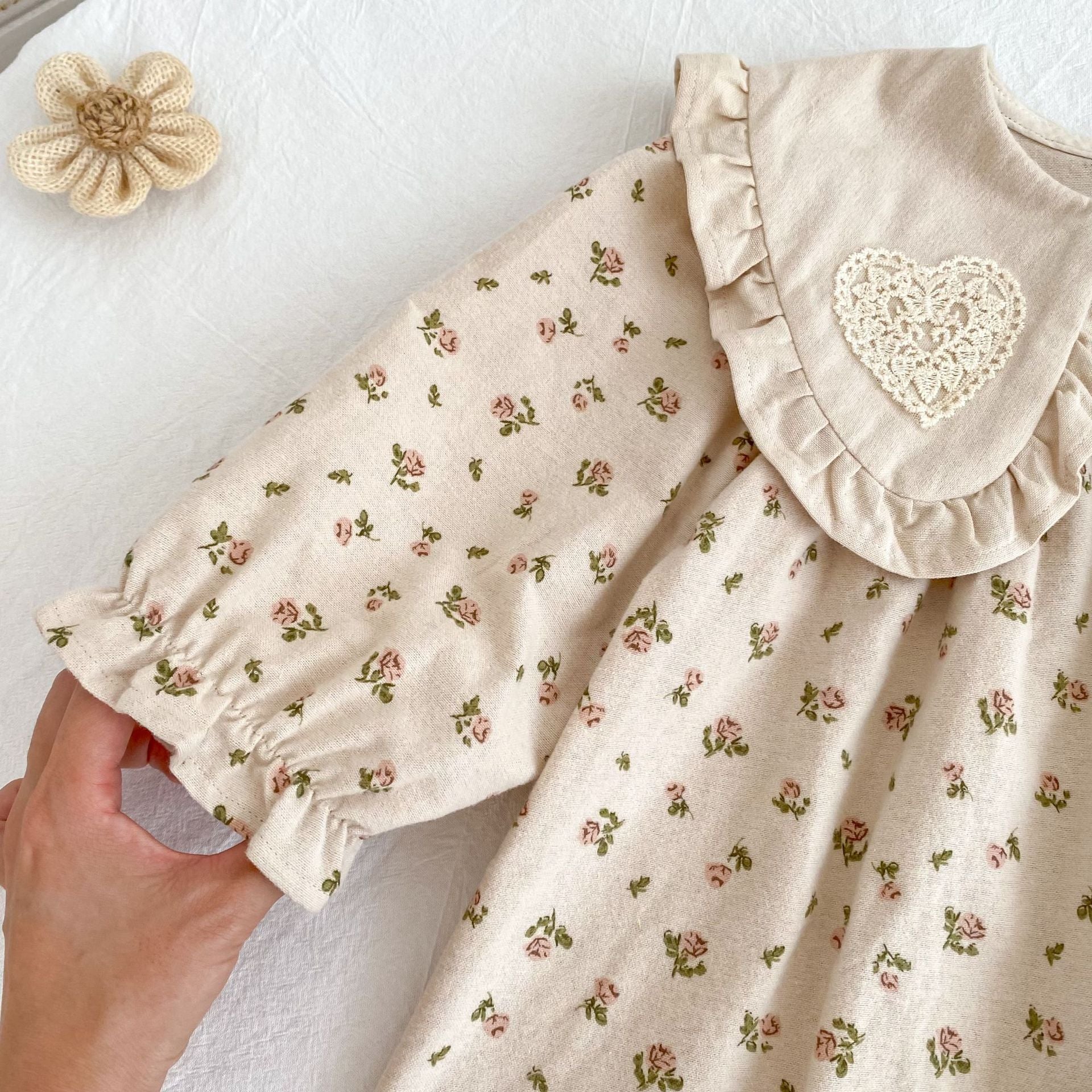 (Pre Order 2 Weeks)Sisters Fall Floral Ruffle Collar Dress&Romper