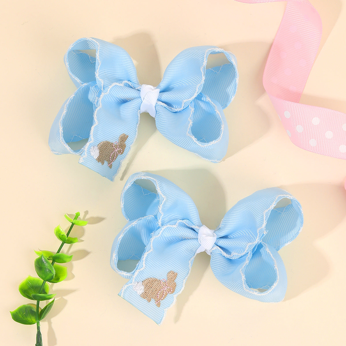 (Pre Order)Girls Easter Bunny Embroidery Hair Clip