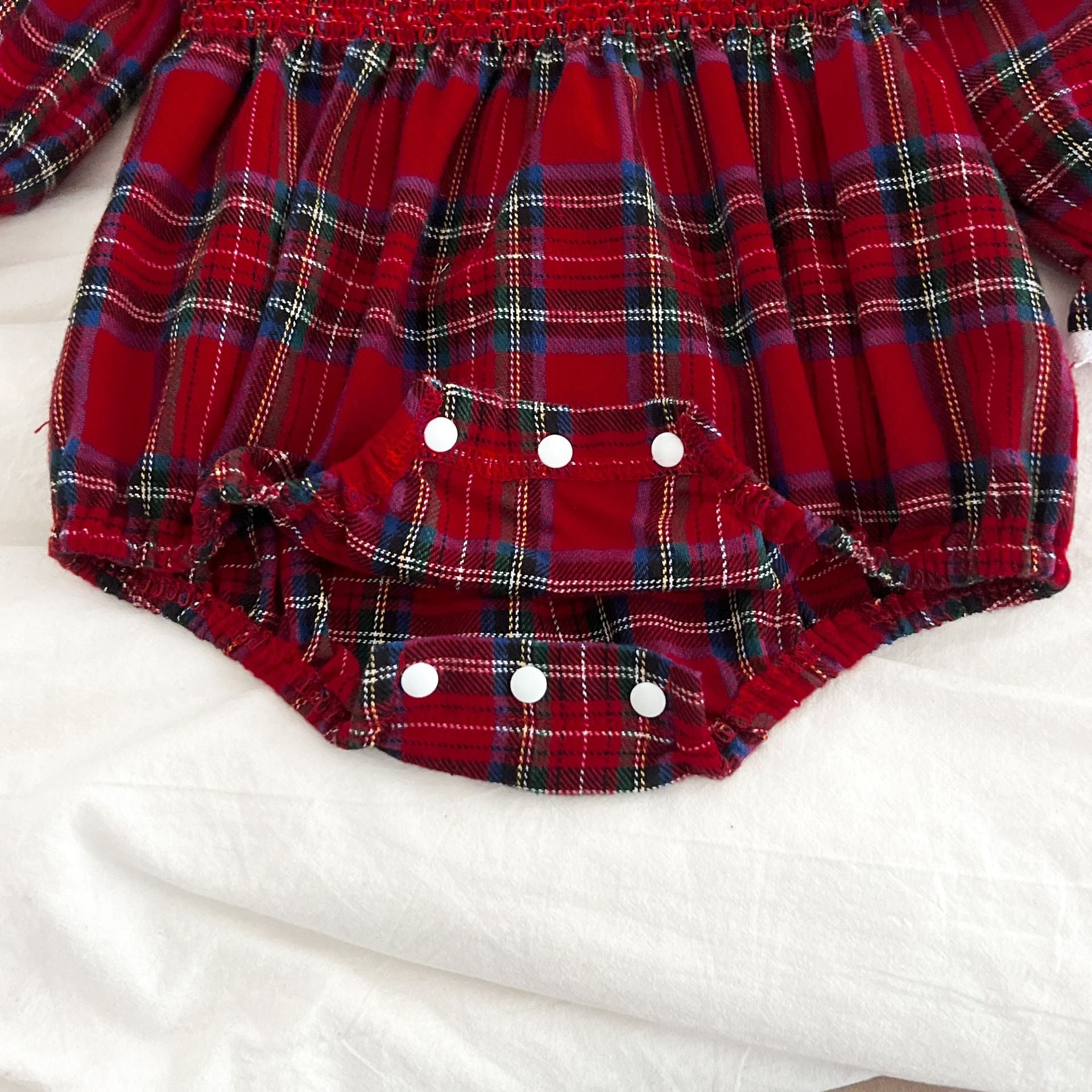 (Pre Order 2 Weeks)Sisters Christmas Plaid Smocked Dress&Romper